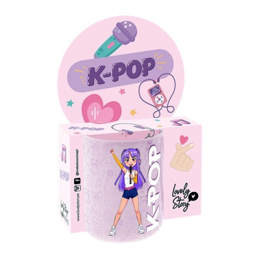 Caneca de cerâmica Lovely Story K-Pop lilás 300ml