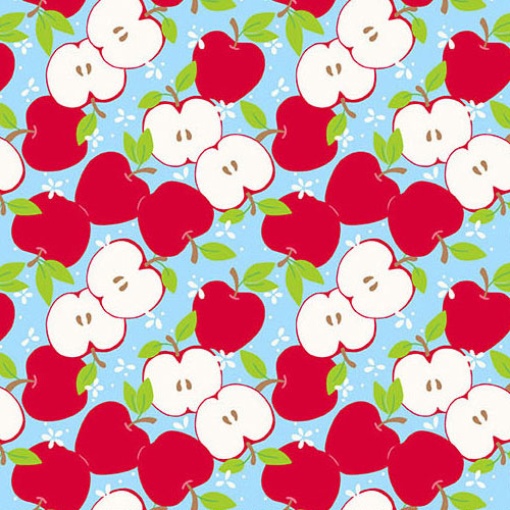 Andover Back to School Apples Sky Fabric 1x1.12m 10242/B