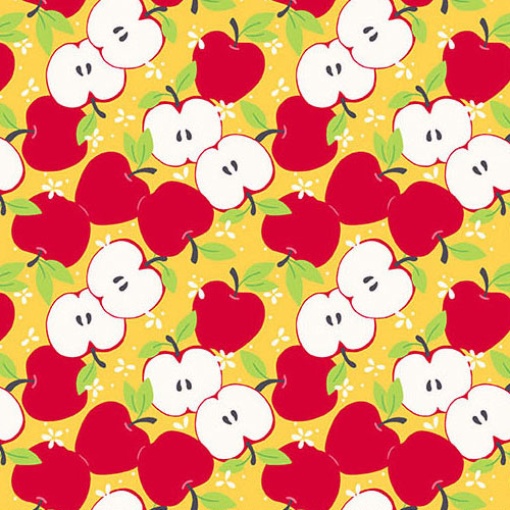 Andover Back to School Apples Sunshine Fabric 1x1.12m 10242/Y