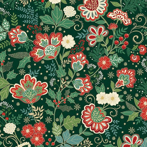Makower Adorn Bloom Green Fabric 1x1.12m 213/G