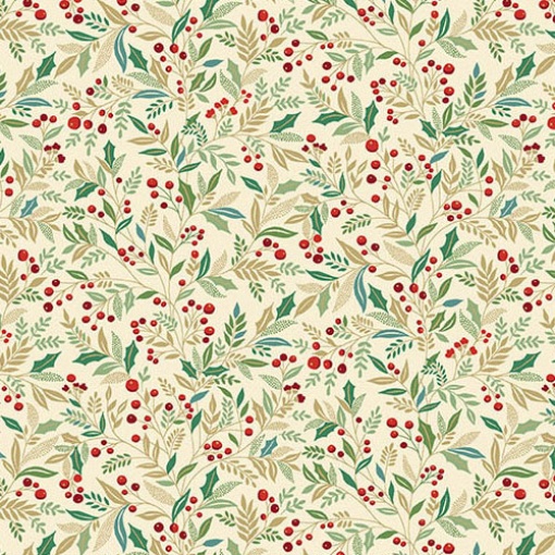 Makower Adorn Holly Cream Fabric 1x1.12m 214/Q
