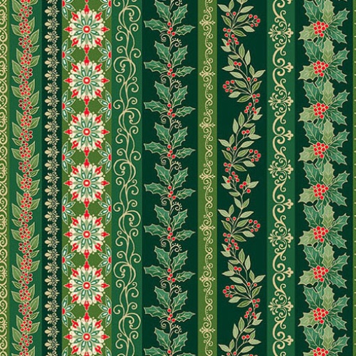 Tecido Makower Adorn Garland Stripe Green 1x1,12m 218/G
