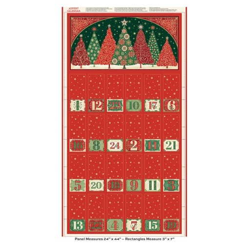 Tecido Makower Adorn painel Advent Multi calendário do advento 61x112cm 220/1