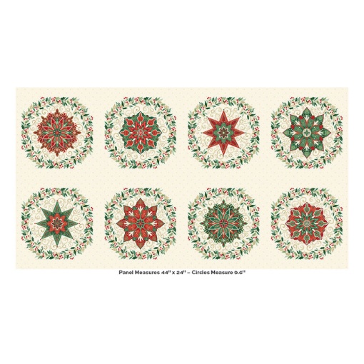 Tecido Makower Adorn painel Circles Cream círculos natalícios 61x112cm 222/Q