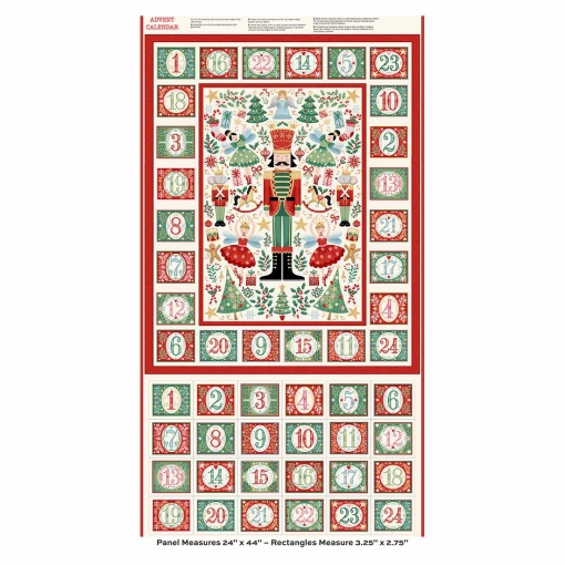 Tecido Makower The Nutcracker painel Advent Cream calendário do advento 61x112cm 228/Q