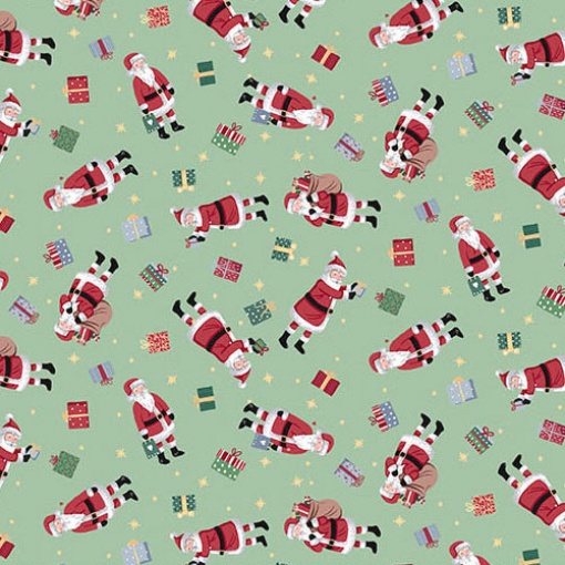 Tecido Makower Country Christmas Santa Green 1x1,12m 231/G