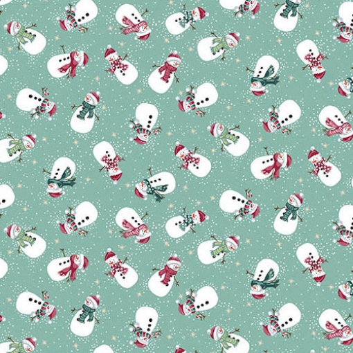 Tecido Makower Country Christmas Snowmen Teal 1x1,12m 232/T