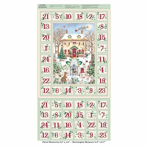 Tecido Makower Country Christmas painel Advent Green calendário do advento 61x112cm 238/G