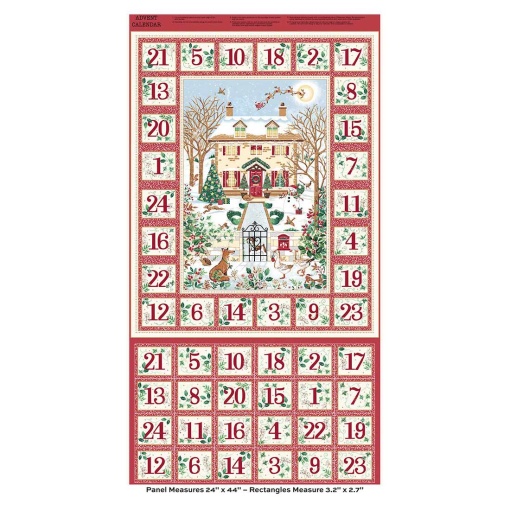 Calendario de Adviento Makower Country Christmas con panel rojo, 61x112cm 238/R
