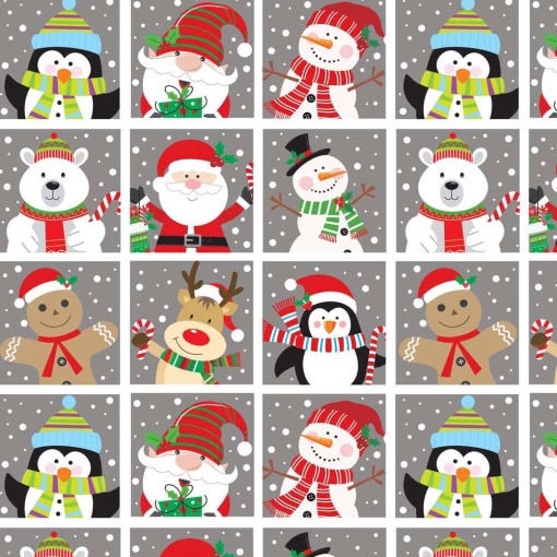 Christmas wrapping paper, Jol brand, 70x100cm square, Santa Claus and friends.