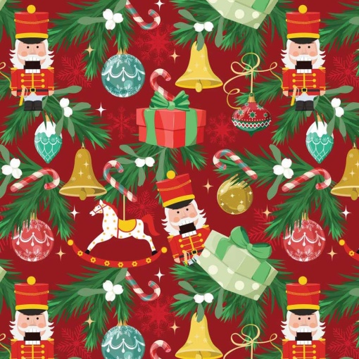 Jol Christmas wrapping paper 70x100cm nutcracker and ornaments