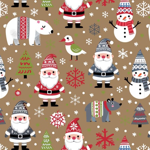 Jol Christmas wrapping paper 70x100cm Santa Claus and golden polar bear