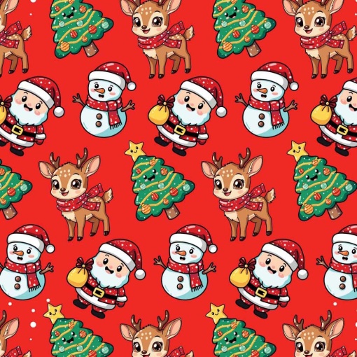 Jol Christmas wrapping paper 70x100cm Santa Claus and cute reindeer