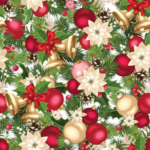 Jol Christmas wrapping paper 70x100cm red Christmas balls and flowers
