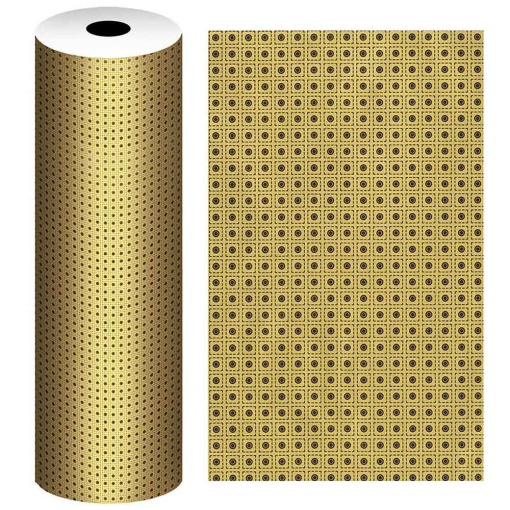 Rollo de papel de regalo Jol, clásico, 62 cm x 90 m, estampado geométrico dorado.