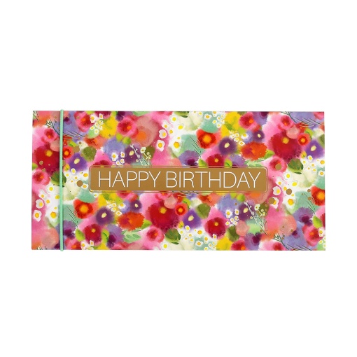 Tarjeta postal estilo cupón de felicitación de cumpleaños con flores de Artebene
