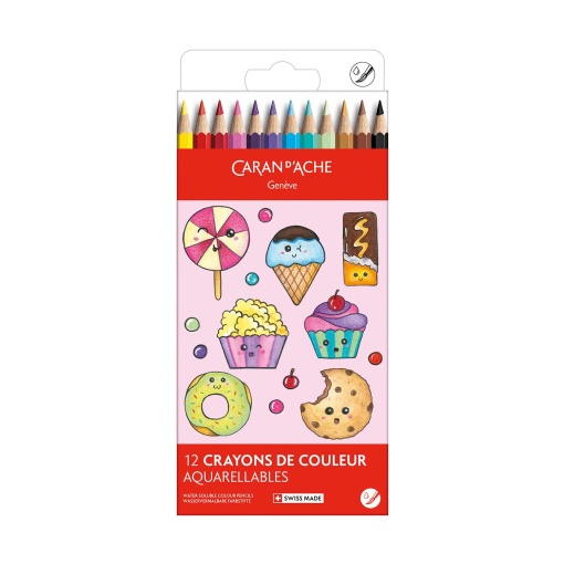 Lápis de cor aguarelável Caran d'Ache Swisscolor Aquarelle Candy World 12 cores 1285.802