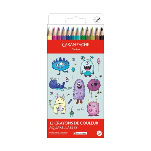 Lápis de cor aguarelável Caran d'Ache Swisscolor Aquarelle Funny Monsters 12 cores 1285.801