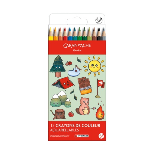 Lápis de cor aguarelável Caran d'Ache Swisscolor Aquarelle Swiss Mountain 12 cores 1285.804