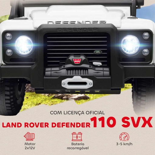 Carro elétrico Land Rover Defender 12V branco