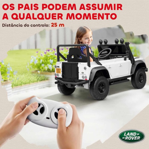 Carro elétrico Land Rover Defender 12V branco