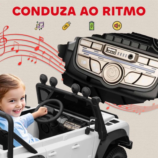 Carro elétrico Land Rover Defender 12V branco