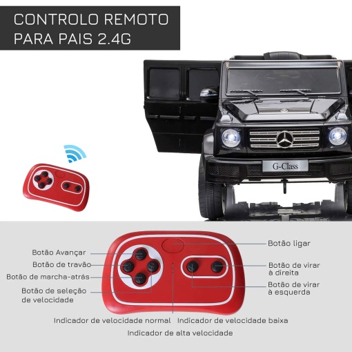 Carro elétrico Mercedes-Benz G-Class 12V preto