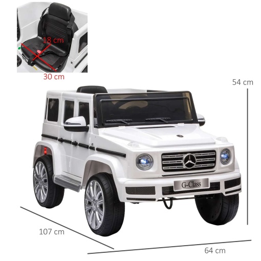 Carro elétrico Mercedes-Benz G-Class 12V branco