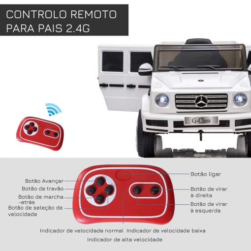 Carro elétrico Mercedes-Benz G-Class 12V branco