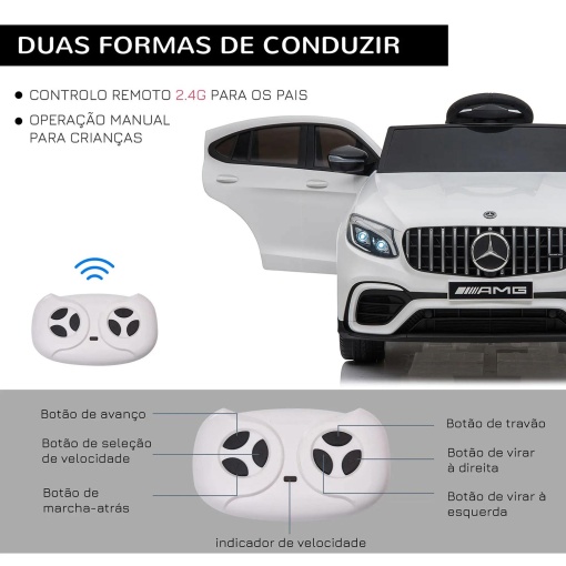 Carro elétrico Mercedes-Benz AMG 12V branco