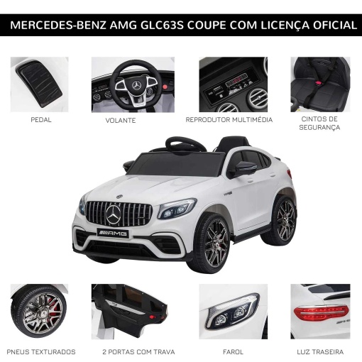 Carro elétrico Mercedes-Benz AMG 12V branco