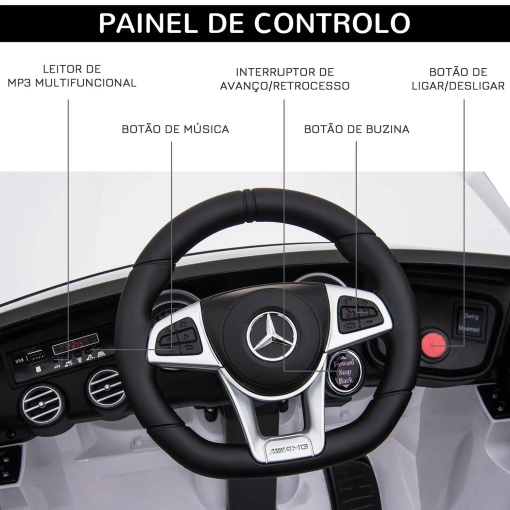Carro elétrico Mercedes-Benz AMG 12V branco