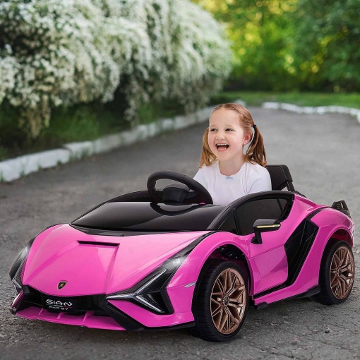 Carro elétrico Lamborghini Sian 12V rosa