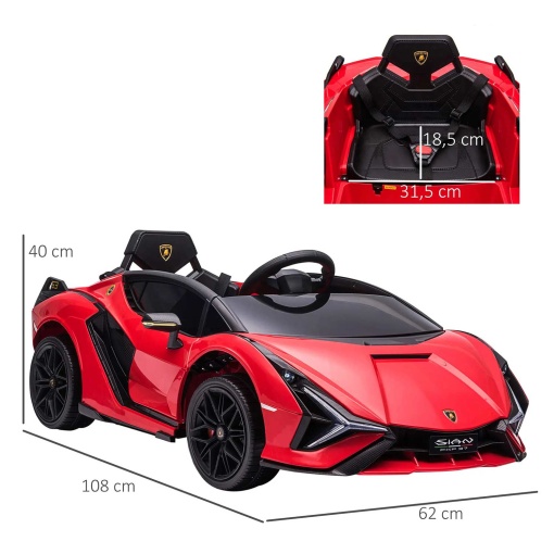 Carro elétrico Lamborghini Sian 12V vermelho