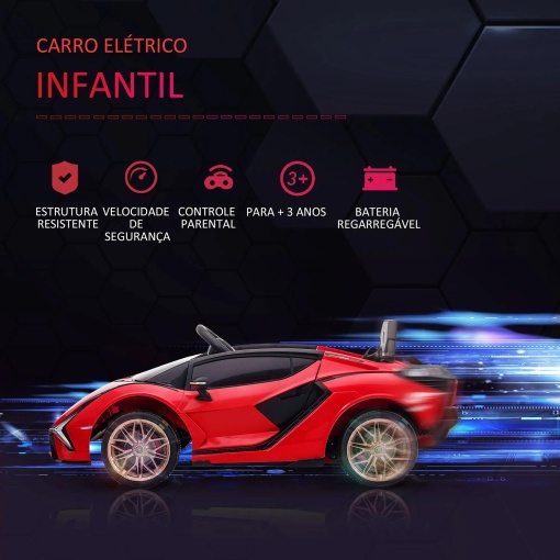 Carro elétrico Lamborghini Sian 12V vermelho