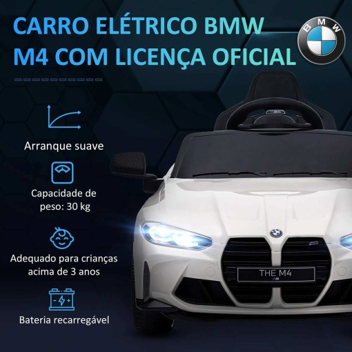Carro elétrico BMW M4 12V branco