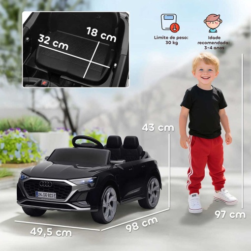 Carro elétrico Audi Q8 Etron Sportback 12V preto