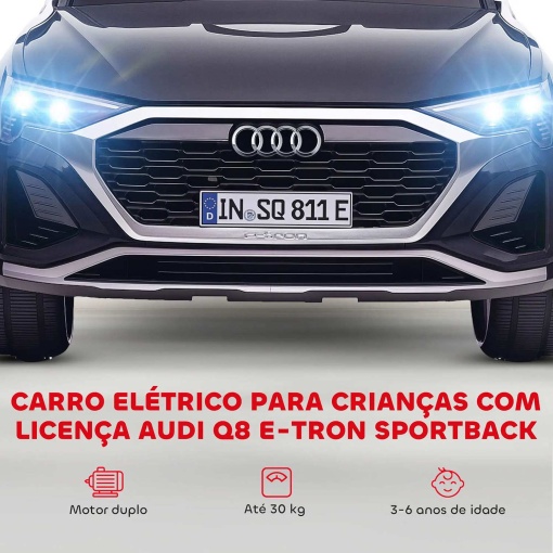 Carro elétrico Audi Q8 Etron Sportback 12V preto
