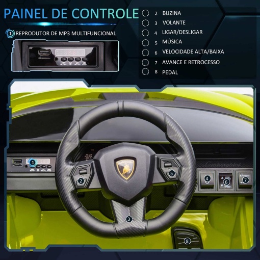 Carro elétrico Lamborghini Sian 12V verde