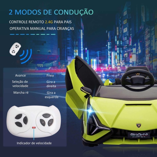 Carro elétrico Lamborghini Sian 12V verde