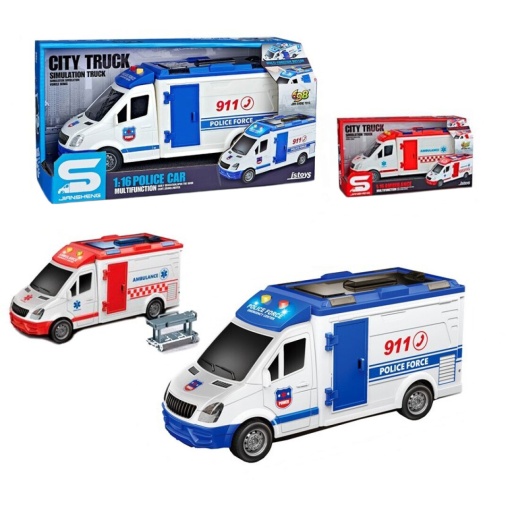 Friction Ambulance Car 1:16 26.5cm Jiansheng Assorted