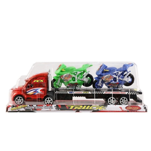 Truck with 2 friction-powered motorcycles The Faster Speed