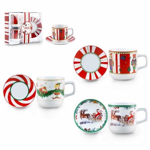 Set of 2 coffee cups with saucers, Christmas assorted, Anilar