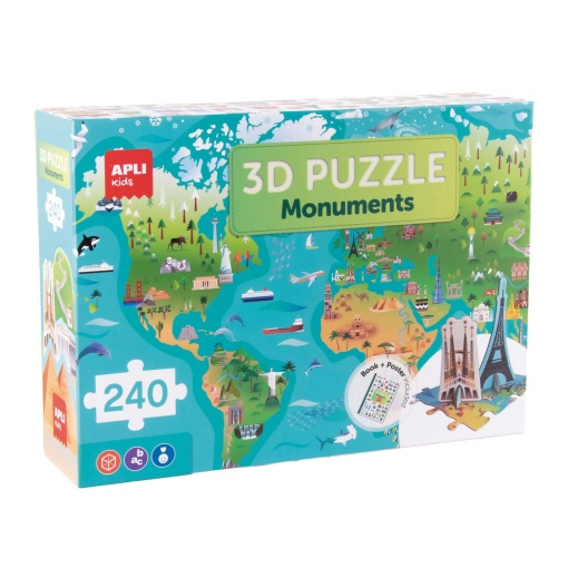Puzzle Apli Kids 240 peças 3D monumentos do mundo