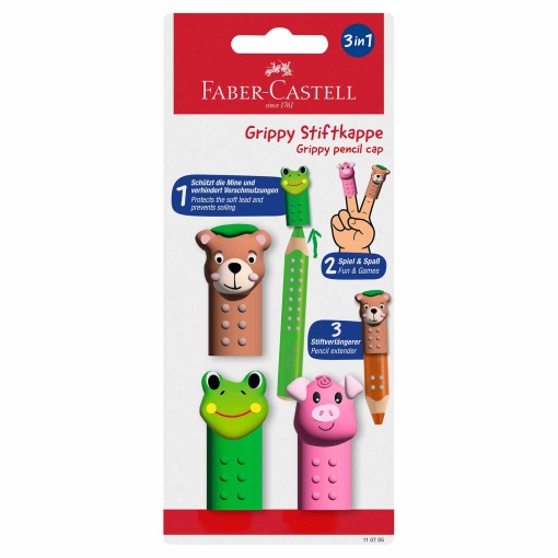Faber-Castell Grippy Pig, Frog and Bear Colored Pencil Protector (3 units)