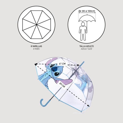 Disney Stitch 60cm Transparent Handheld Umbrella