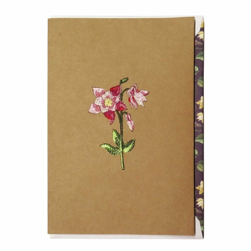 Postal Artebene bordado flor aquilégia