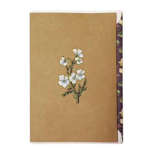 Postal Artebene bordado flor linho