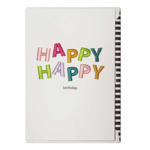 Postal Artebene bordado Happy Happy Birthday