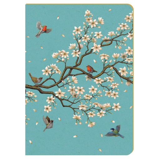 A5 lined notebook 96 sheets textured Aquarupella Oiseaux sur Branche by Cerisier